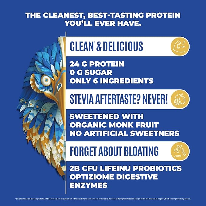 Falcon Vegan Protein Powder Organic, Stevia & Sugar Free, Plant Based Protein, Low Carb, Dairy Free, Keto, Non Whey Protein, Probiotic, Pea Protein | Vanilla Flavor - 60 Servings - 3.9 lb