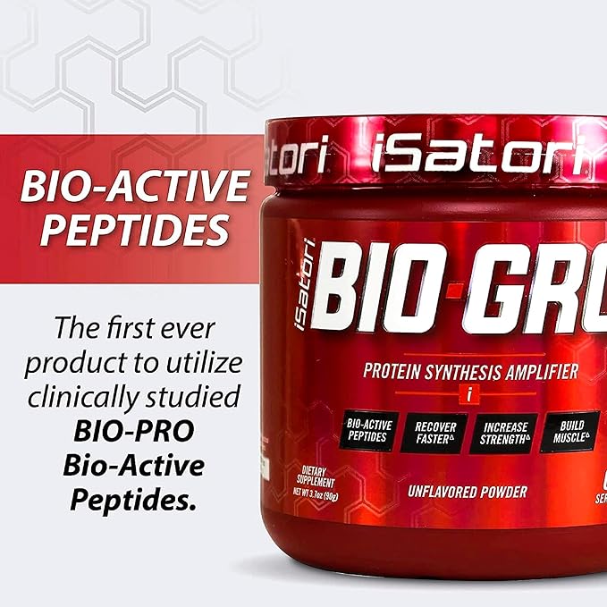 iSatori BIO-GRO Protein Synthesis Amplifier, for Muscle Recovery & Growth, Enhanced Stimulant Free Pre Workout & Colostrum Supplement with Bio-Active Peptides- Unflavored (60 Servings)