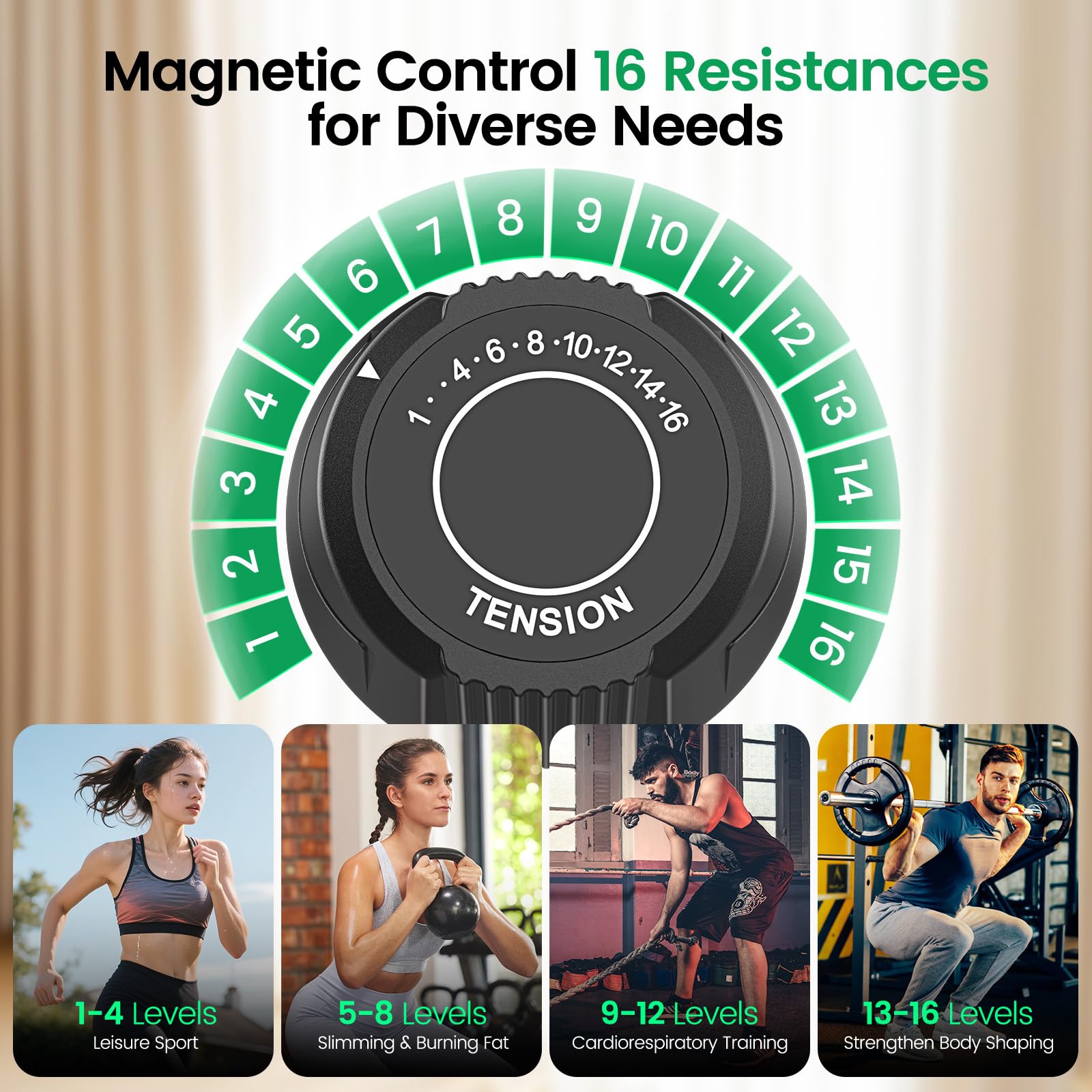 ANCHEER Elliptical Exercise Machine for Home, Foldable Magnetic Elliptical Trainer with 16" Stride