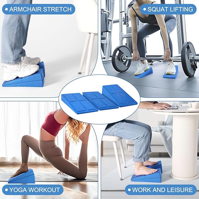 Slant Board Squat Wedge for Calf Stretchingï¼? Pcs 12" x 6.3" Foot Stretcher Balance Board for Plantar Fasciitis, Adjustable Foam Slant Board Wedge Great for Exercises