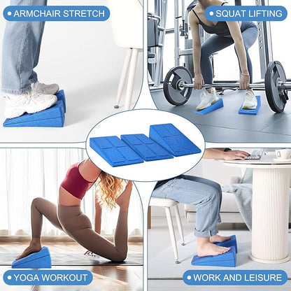 Slant Board Squat Wedge for Calf Stretchingï¼? Pcs 12" x 6.3" Foot Stretcher Balance Board for Plantar Fasciitis, Adjustable Foam Slant Board Wedge Great for Exercises