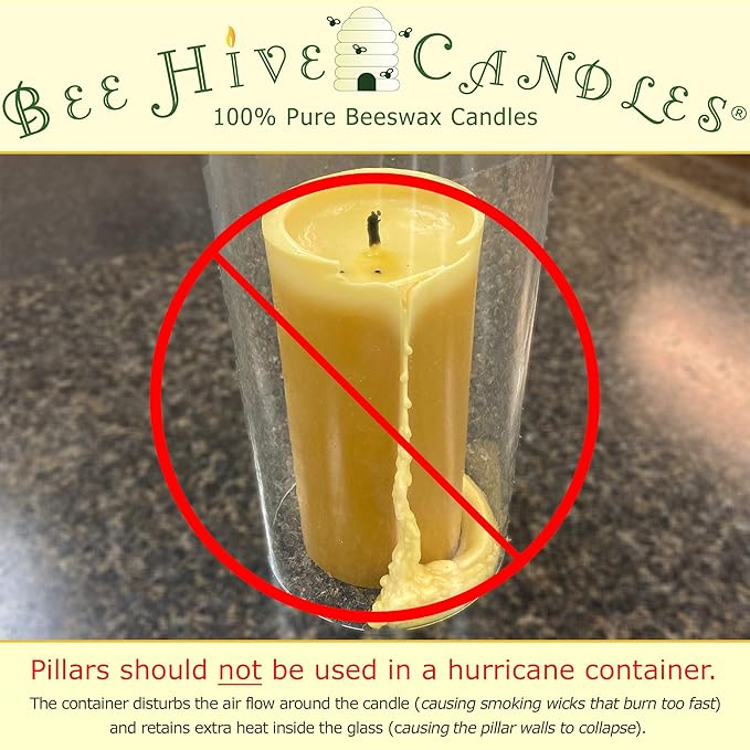 100% Pure Beeswax Pillar Candle (2" x 6") | Natural Beeswax Candles | Soy, Paraffin & Fragrance Free | Handmade in The USA