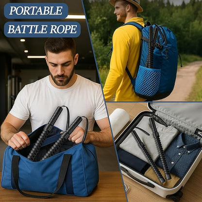 Ropeless Battle Ropes for Exercise Workout, Cordless Jump Rope, Portable Workout for Home Gym, Exercise Battle Ropes for HIIT Workouts, Low-Impact Cardio Training (2 Ropes)