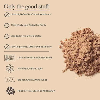 High Level Whey Protein Powder Stevia Sweetened, Natural Chocolate Shake, 24g Protein, Ultra Filtered Non-GMO, Digestive Enzymes, Gluten Free, ?‹白ç²? 2 lb, Whey Protein with Stevia