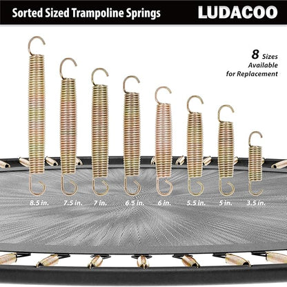 3.5"-8.5" Trampoline Springs, Heavy Duty Stainless Steel Trampoline Accessories with Swivel & Straight Hooks, Universal Trampoline Replacement Parts Includes T-Hook Tool, 12-48 Pack