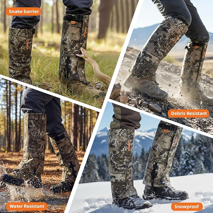 SPIKA Strike Snake Gaiters, Waterproof Snake Chaps for Hunting, Adjustable and Snake Resistent Leg Protective for Outdoors Hiking