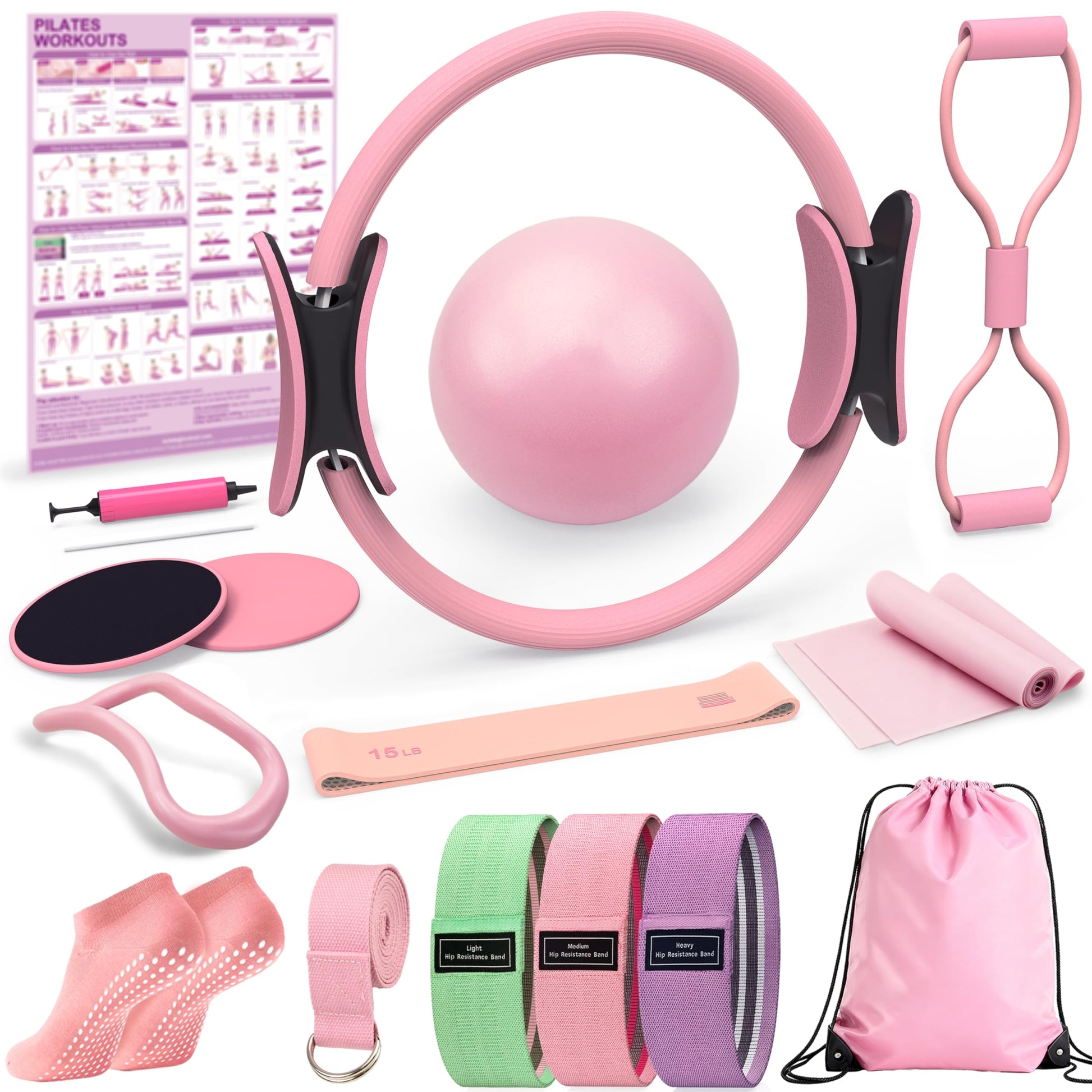 LarFaFa Pilates Kit for Home Workouts, Pilates Equipment Ring and Ball Set, Pilates Essentials Kit