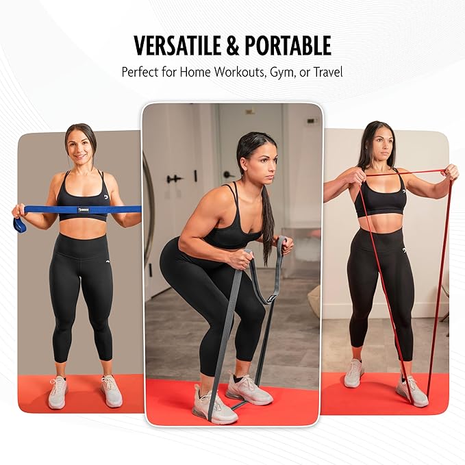 DMoose Fitness Fabric Resistance Bands for Full Body Exercises - Non-Slip Thick Cloth Stretch Band for Squats, Lunges & Bicep Curls - Long Resistance Bands for Working Out - Booty Band for Men & Women