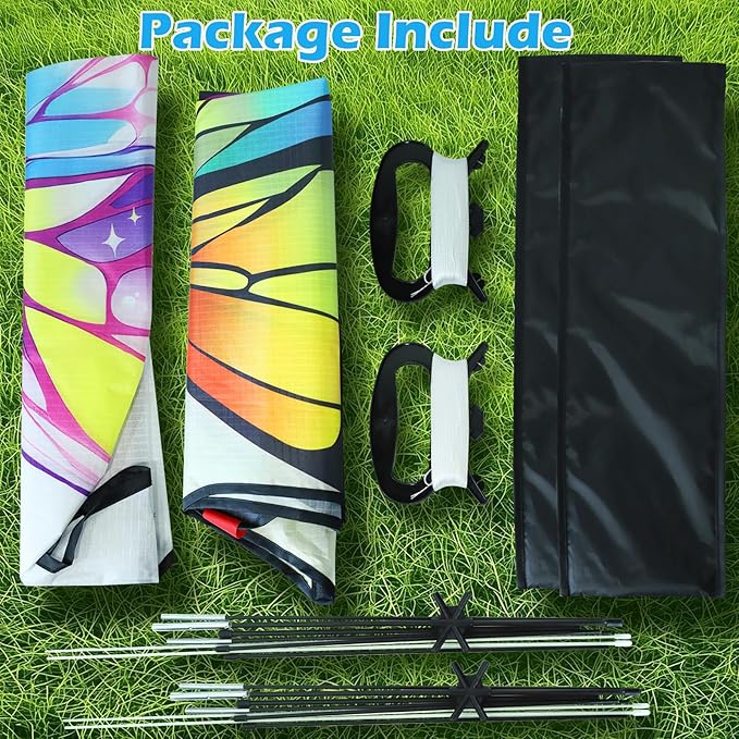 2 Pack Kites for Adults and Kids, Large Butterfly Kites Easy to Fly Kite with Long Tail, Big Kite with Handle and String, Perfect for Beginners, Beach Games, Outdoor Flying Fun