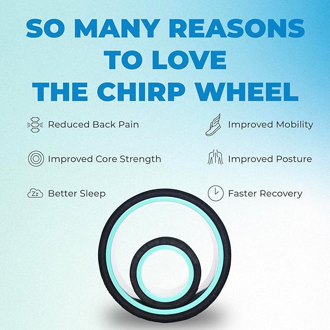 Chirp Wheel Foam Roller ??Targeted Back & Neck Relief, Lumbar Spine Stretcher, Spinal Decompression Back Stretcher, Massage Roller with Density Foam for Physical Therapy, Supports 500lbs, 2-Pack Mint