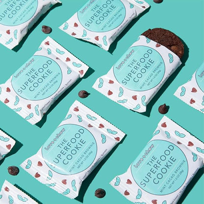 Love + Chew, Mint Cacao Brownie Minis - 18 Count - Tasty Gluten Free Cookies - Vegan - Healthy, Paleo, Non GMO Snacks - Individually Wrapped, Soft Baked Cookies - Made from High Protein Almonds