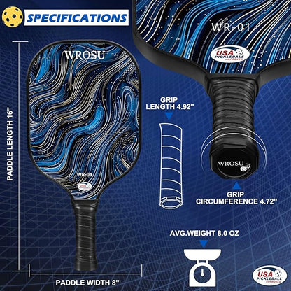 Carbon Fiber Pickleball Paddles Set of 4 or 2 Rackets,USAPA Approved Carbon Fiber Surface Pickle Ball Equipment Sets PP Honeycomb Core Pickleball Rackets & Accessories for Men,Women,Kids,Adults