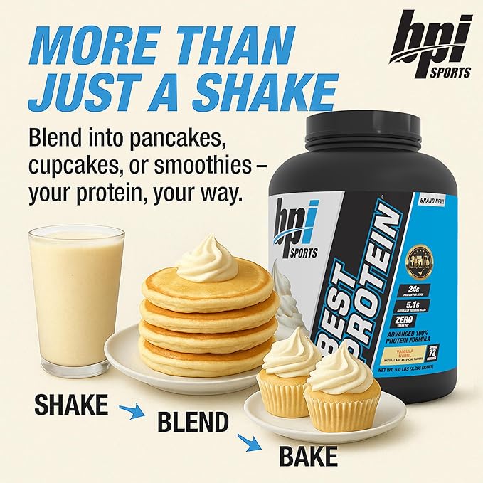 BPI Sports Best Protein ??100% Whey Protein Powder ??Muscle Growth, Recovery, Meal Replacement ??No Fillers, Gluten-Free ??Best Protein Powder for Men & Women | Vanilla Swirl ??5 Pounds