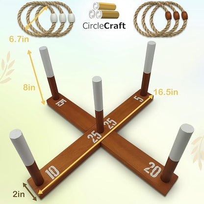 Outdoor Ring Toss Game for Adults - Perfect Lawn and Backyard Game for Adults and Family - Outdoor Yard Games for Fun Activities on Easter and Festivals - Wooden Ring Toss with Carrying Case