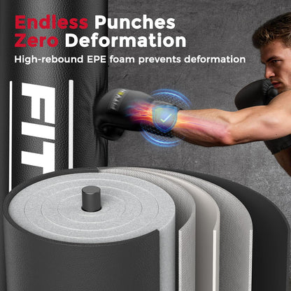 FITVEN Freestanding Punching Bag 70''-190lbs with Boxing Gloves Heavy Boxing Bag with Suction Cup