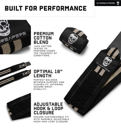 Gymreapers Weightlifting Wrist Wraps, Desert Sand, 18"