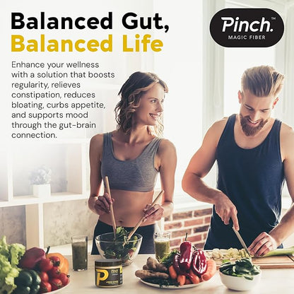 Pinch Magic Sugar Free Fiber Powder ??Light Lemon Ginger Psyllium Husk with Bromelain & Vitamins C & D ??Vegan, Gluten-Free, Clean Label, USA-Made, GMP-Certified ??28-Day Supply