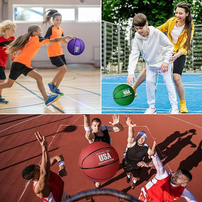 Libima 12 Pcs Operation Christmas Rubber Basketballs Official Size Bulk with Pump Multicolor Basket Balls Streetballs Set for Adult Youth Indoor Outdoor Training Games Sports Gifts
