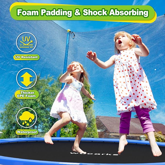 Trampoline Pad, 10ft 12ft 14ft Trampoline Replacement Safety Pad, Waterproof and Tear-Resistant Safety Spring Cover Round Frame Pad