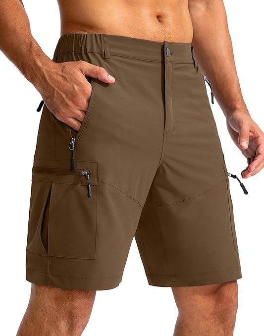 Pudolla Men's Hiking Cargo Shorts 9" Lightweight Outdoor Work Shorts for Men Travel Golf Camping