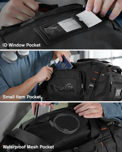 Tolaccea Gym Bag for Men & Women, 55L Large Duffle Bag Backpack for Travel Sports with Shoe Compartment, Wet Pocket & Extra Laptop Bag for 15.6'', 3-in-1 Sport Workout Duffel Carry On for Airplane