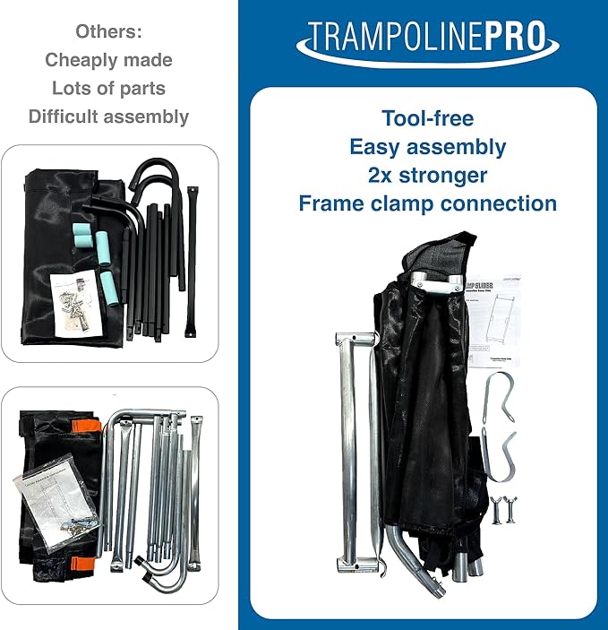 Trampoline Pro The Original Trampoline Slide and Climber Universal Trampoline Ladder Alternative Heavy Duty Steel Construction Fold and Stow Safely Easy to Climb & Slide