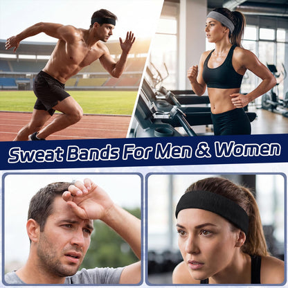 5 Pcs Sweatbands Sports Headband for Men & Women, Moisture Wicking Hairband