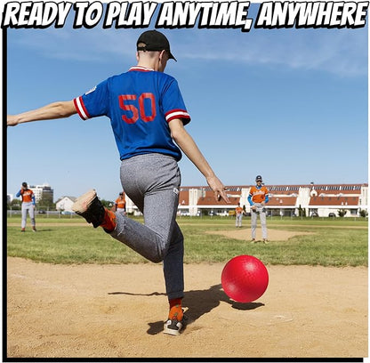 10 Inch Kickball Playground Balls - (Pack of 6) Inflatable Rubber Indoor Outdoor Bouncy Balls for Adults & Kids - Dodgeballs, Kickballs, Four Square and Handballs for School, Gym, with Hand Pump