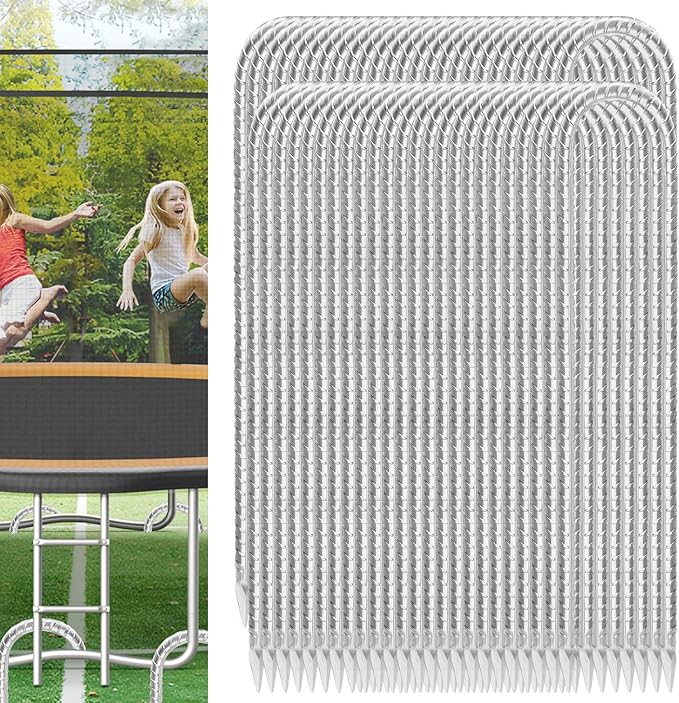 Trampoline Stakes Anchors High Wind 12inx6mm Galvanized U Hook 20pcs Rebar Stakes – Heavy Duty Ground Anchors for Trampoline,Yard & Inflatable,Landscape Metal Stakes for Outdoor Decorations