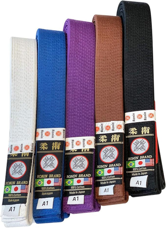 Ronin Brand - Japan Made Deluxe Jiujitsu BJJ Gi Belt - 1.75” wide-12 Row Stitching