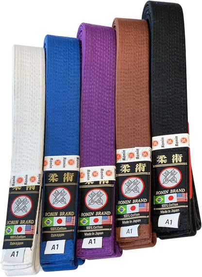 Ronin Brand - Japan Made Deluxe Jiujitsu BJJ Gi Belt - 1.75” wide-12 Row Stitching