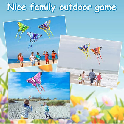 5 Pack Kites for Kids & Adults, Rainbow Butterfly Kite Delta Kites for Kids Age 4-8 8-12, Easy to Fly for Beginners, Easy to Assembled Colorful Kite for Beach Outdoor Toy Games & Family Trip