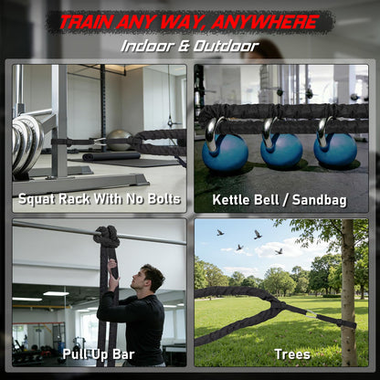 Battle Rope For Home Gym Workout - 1.26 Inch 30ft Heavy Weighted Training Exercise Ropes Fitness