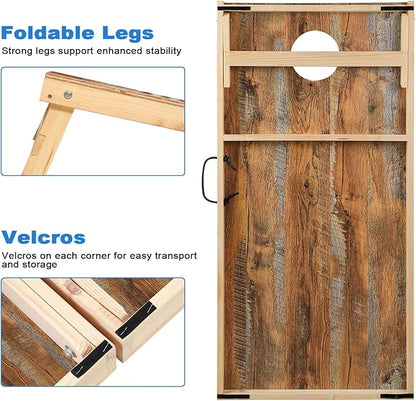 Solid Wood Premium Cornhole Game Set, Bean Bag Toss Game for Tailgate, Outdoor, Backyard - Professional Portable Cornhole Boards & Set of 8 Cornhole Bean Bags (Junior, Tailgate, Regulation Size)