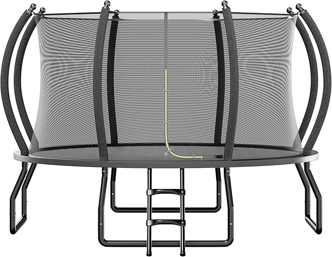 8FT 10FT 12FT 14FT 16FT Trampoline with Pop-up Quick Connector and Basketball Hoop, Trampoline Outdoor with Enclosure, Ladder, ASTM Approval for Kids and Adults