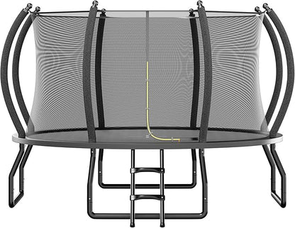 8FT 10FT 12FT 14FT 16FT Trampoline with Pop-up Quick Connector and Basketball Hoop, Trampoline Outdoor with Enclosure, Ladder, ASTM Approval for Kids and Adults