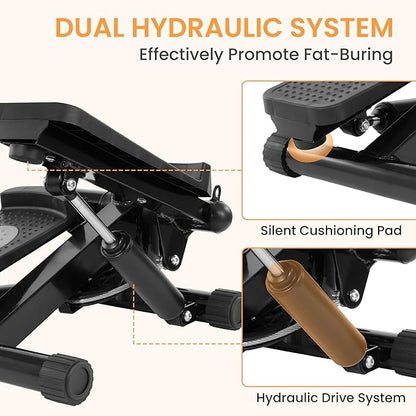 Steppers for Exercise, Stair Steeper with Resistance Bands, Portable Stepper Capable of Full-Body Exercise, Low Noise and Smooth, Bear 300 lbs