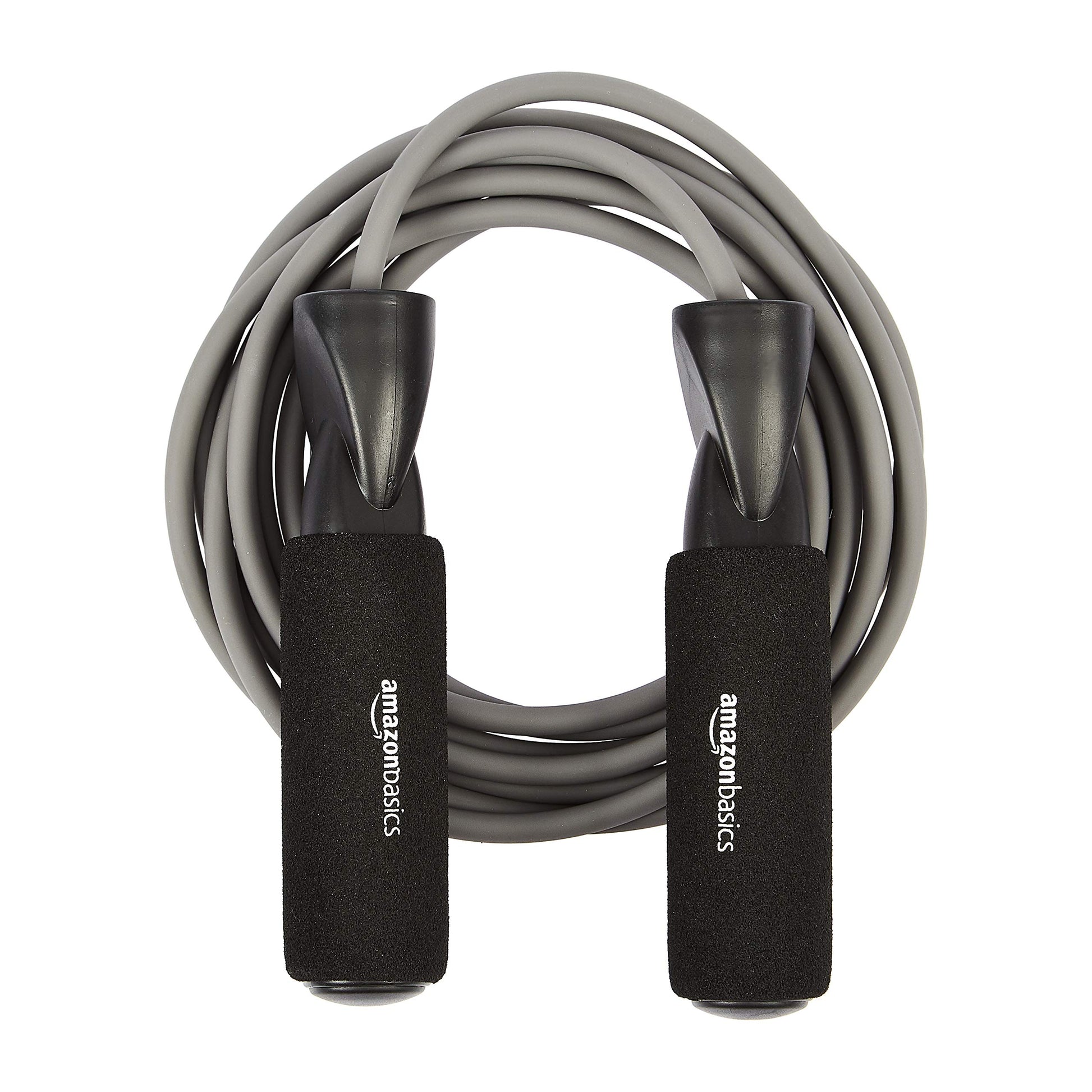 Amazon Basics Jump Rope for Exercise, Cardio and Home Workout, Length Adjustable, 118 Inches, Grey