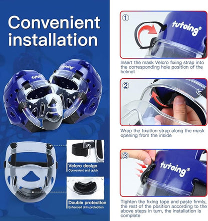 Kids Adults Karate Headgear MMA Martial Arts Helmet, Removable Face Shield, Soft Head Gear for Sparring Grappling Muay Thai Kickboxing Taekwondo Training