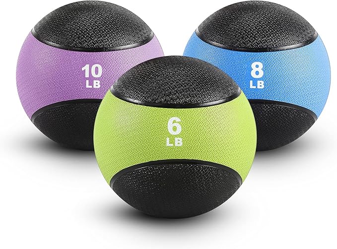RitFit Weighted Medicine Ball - Non-Slip Rubber Shell & Dual Texture Grip - Workout Exercise Ball for Core Strength, Balance Training, Coordination Fitness - Multiple Weights & Colors