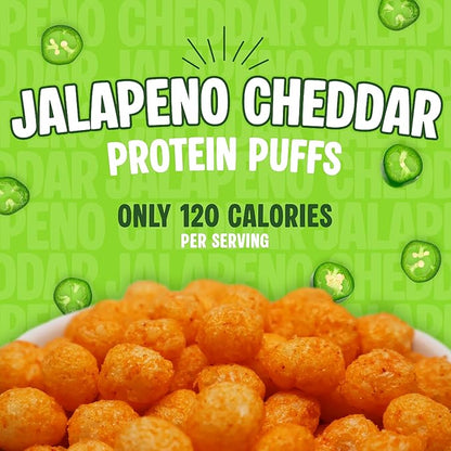 Twin Peaks Low Carb, Keto Friendly Protein Puffs, (Jalapeno Cheddar, 2.1 Ounce), 2 Servings, 3 Pack (60g, 42g Protein, 4g Carbs)