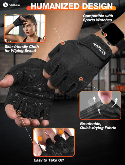SIMARI Breathable Workout Gloves for Men & Women, Weight Lifting Gloves with Padded, Grip, Full