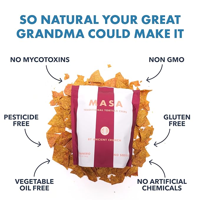 MASA Chips - Cobanero Tortilla Chips - Handmade Corn Tortillas - Spicy Chips & Snacks - Naturally Grown Yellow Corn, Grass Fed Tallow, Sea Salt, Chili - Seed Oil-Free Hot Chips - 2 Pack 5 Ounce Each