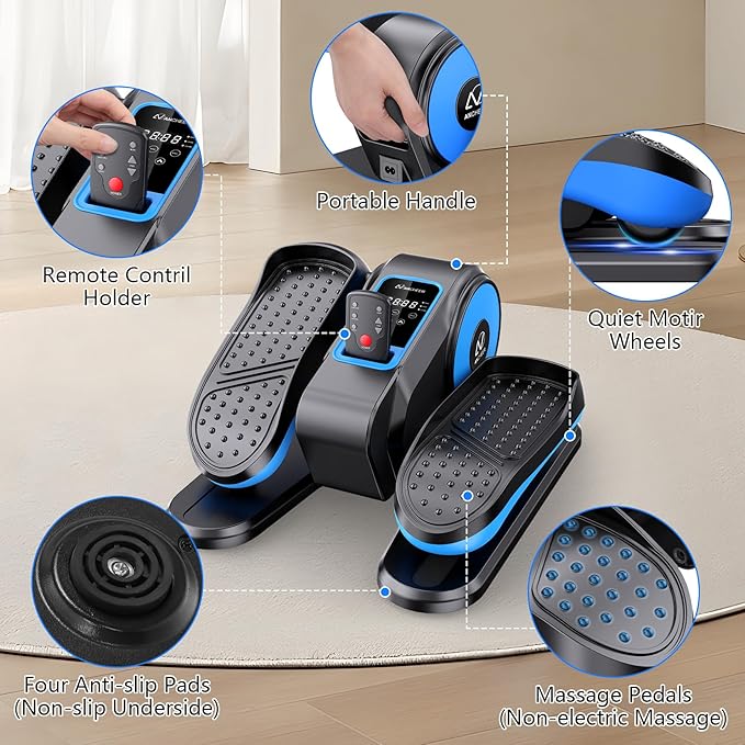 ANCHEER Under Desk Elliptical Machine, Ellipse Leg Exerciser for Seniors with 12 Adjustable Speeds, Quiet & Portable Electric Seated Pedal Exerciser with Remote Control