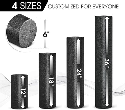 Yes4All High-Density EPP Round Back Roller Foam, Exercise Foam Roller for Yoga, Pilates & Stretching - 12, 18, 24, 36 inch