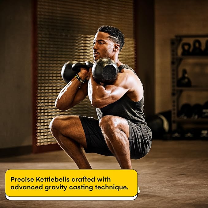 Kettlebell Kings Powder Coated Kettlebell Weights - 9-97 lb Strength Training Kettlebells for Men and Women - Hand Weights Workout Gym Equipment - Weights Set for Home Gym- New