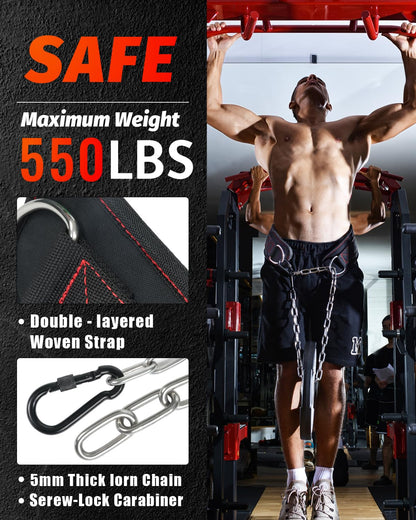MAXRANK Dip Belt With 37" Chain for Weightlifting, 550LBS for Dips & Pullup