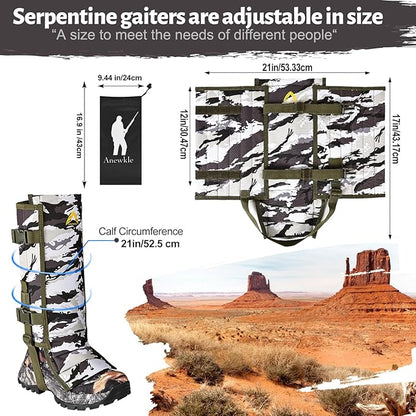 Snake Gaiters Leg Guards Waterproof Snake Guard Chaps Snake Chaps Bite Protection Adjustable Leg Gaiters Fit for Men & Women