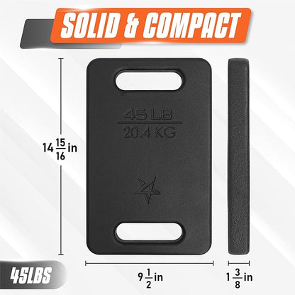 Yes4All Ruck Weight Plate, Cast Iron Rucking Plates with Wide Grip for Swings, Squat, Strength, Weighted Vest Training - Multiple Rucking Weights: 10LB to 45LB