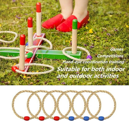 6 Pack Sisal Rope Ring Toss Game Replacement Parts for Kids and Adults, Outdoor Toss Rings for Agility Practice and Speed Game,Yard Games Lawn Games for Party(Red and Blue)